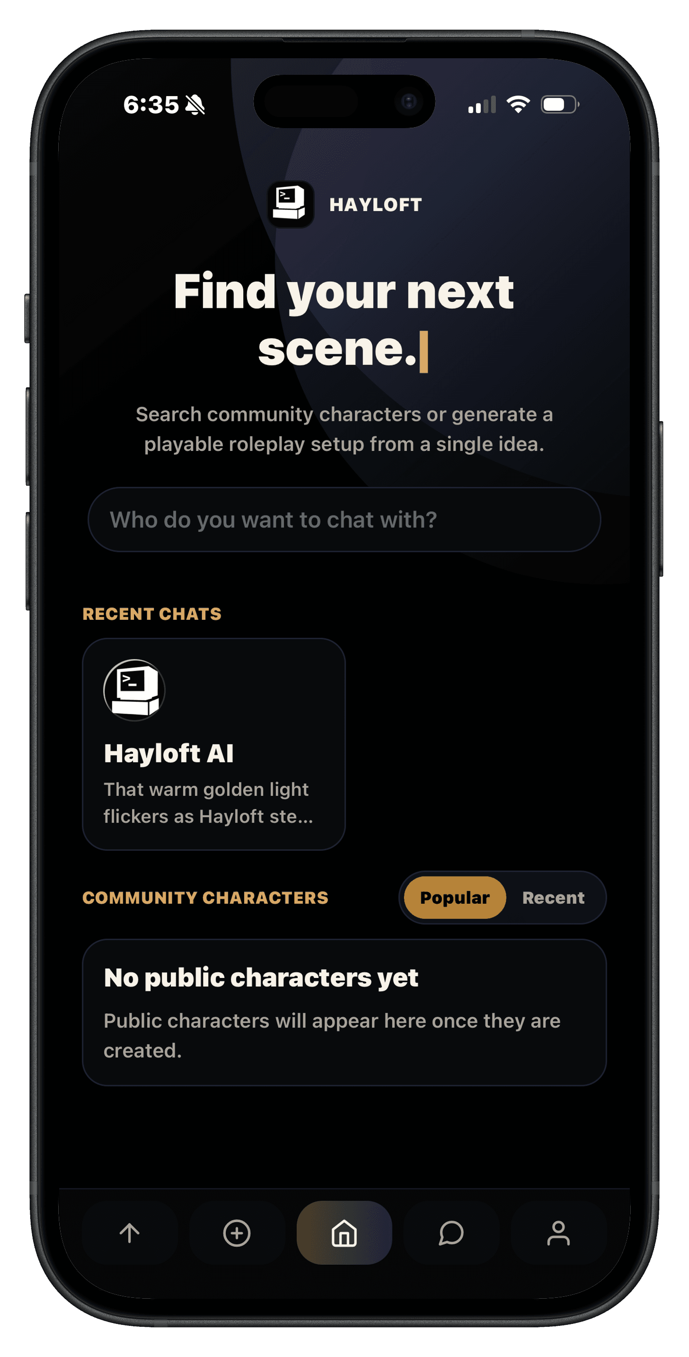 Hayloft app home screen